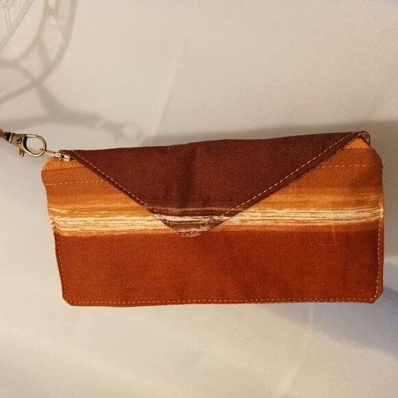 New Western Clutch Wristlet Wallet Brown Copper Coin Purse Zippy Envelope Pouch - Picture 1 of 6